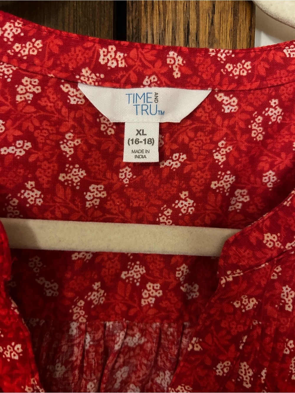 Time and Tru Red Floral Women's Blouse - Lightweight Casual Top